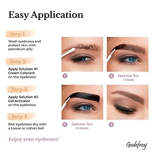 Godefroy Fast Acting Temporary Instant Brow Color, 3 Applications Per Package, Salon Quality Results, Dark Brown