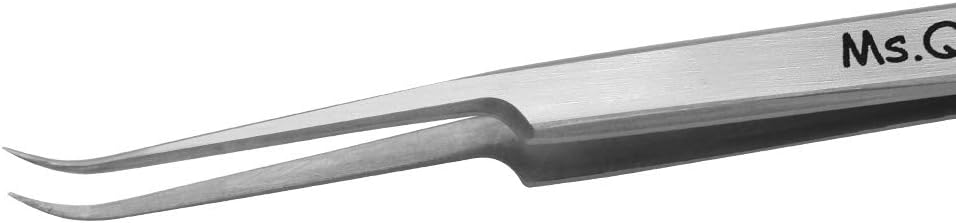 Ms.Queen Eyelash Extension Tweezers,Professional Curved Pointed Isolation Tweezers for Classic Individual Volume Mink Lash Extensions