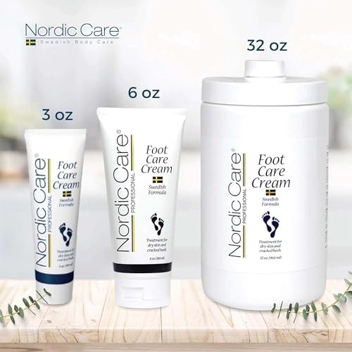Nordic Care Foot Care Cream - Repairs and Hydrates Dry and Cracked Heels, 10% Urea Cream Treats Severely Dry Feet, Cracked Heels & Callus Removal, Hypoallergenic & Lanolin-free | 6 Oz (Pack of 12)