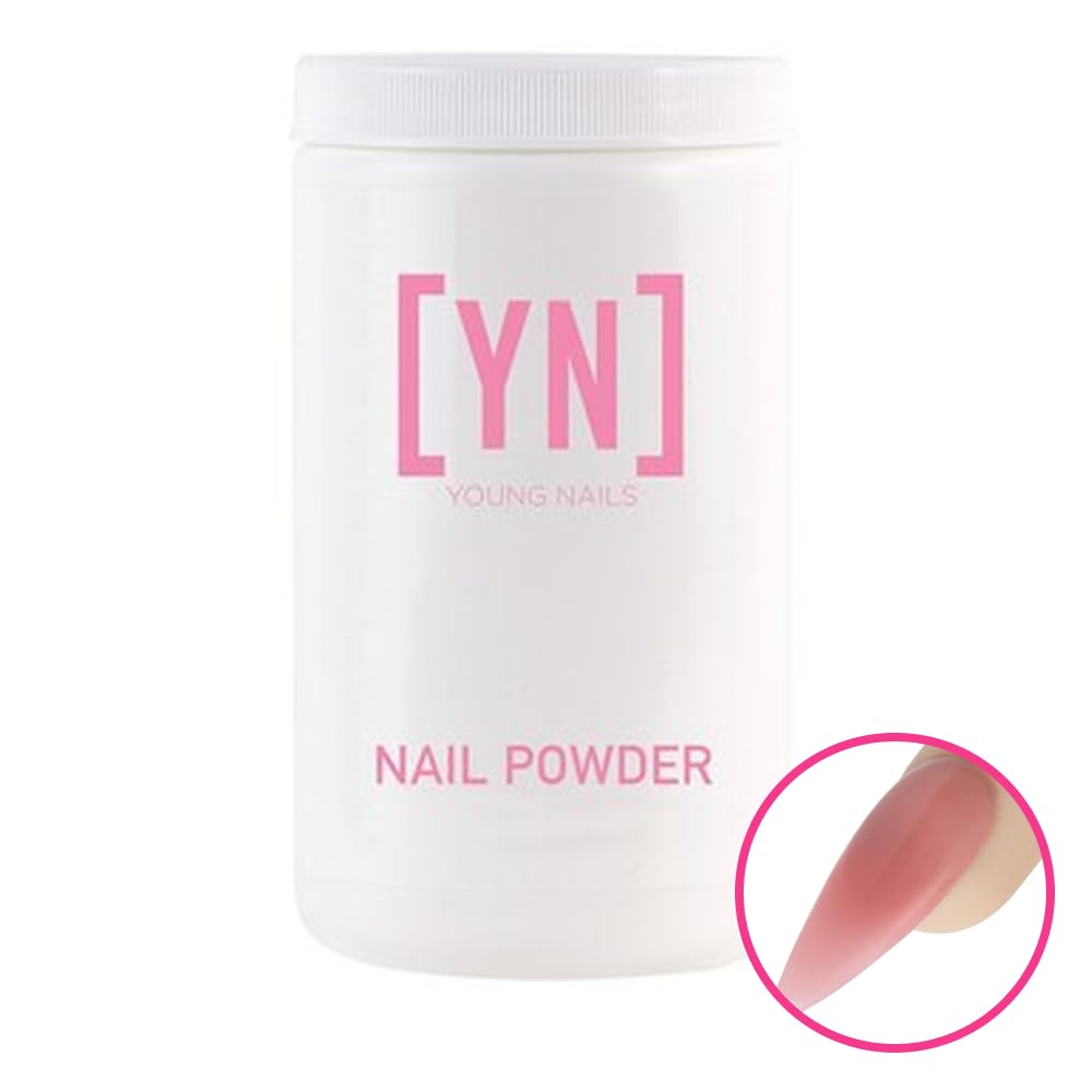 Young Nails Acrylic Cover Powder - Self-Leveling Acrylic Nail Powder, Clear Nude Pink White Acrylic Powder for Nail Extenstion, Professional Grade, Superior Adhesion, Color - Flamingo, 660g