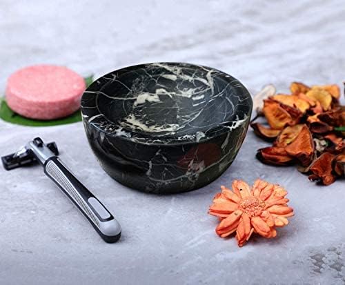 ShayVe Shaving Bowl for Shaving Soap & Cream — Marble Shave Bowl For Shaving Soap & Cream — Exquisite Heat Insulated Wet Shaving Kit Addition (Black and White Marble)