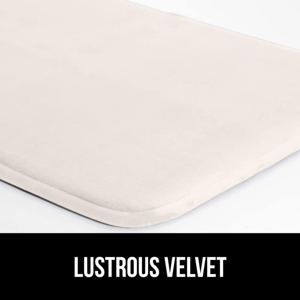 GORILLA GRIP Memory Foam Bath Mat, Soft Absorbent Velvet Bathroom Mats, Durable Dots on Underside, Machine Washable Bathmat, Carpet Rug Room Decor for Shower Tub Floor RV, 36x24 Rugs, Cream