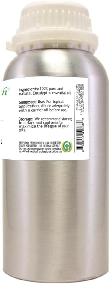 2 Bottles – GreenHealth Eucalyptus Essential Oil – 16 fl oz Each (32 fl oz Total) – 100% Pure & Uncut – Bulk Aromatherapy Oil in Aluminum Bottles – for Diffuser, Cleaning, DIY, Home Fragrance