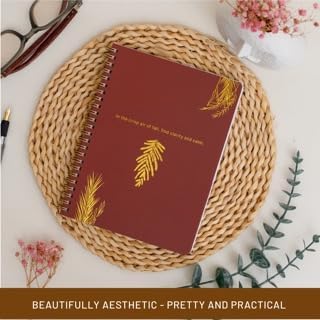 Happy Hoos® Aesthetic Spiral Notebook - 6.25" x 8.25" College Ruled Journal Notebook - Hard Cover Writing Journal for Work, School, Travel, More - Floral Notebook 8 Seasonal Designs (Gilded Autumn)