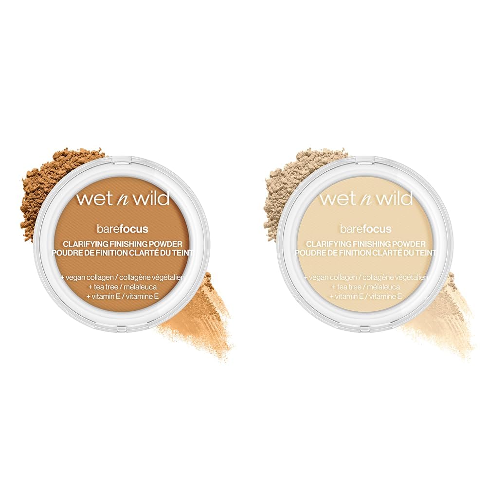 wet n wild Bare Focus Clarifying Finishing Powder Matte Pressed Setting Powder Medium-Tan & Fair-Light