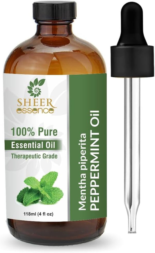 Peppermint Essential Oil 118 ML (4 Fl. Oz) | 100% Pure Natural Undiluted Uncut Therapeutic Grade Essential Oil