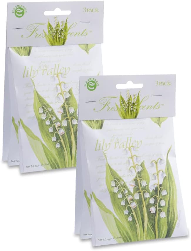 WILLOWBROOK | Fresh Scents Scented Sachet Packet | Lily of The Valley | Air Freshener Bags for Drawers, Closets, Cars | 6 Pack | Long Lasting Home Fragrance