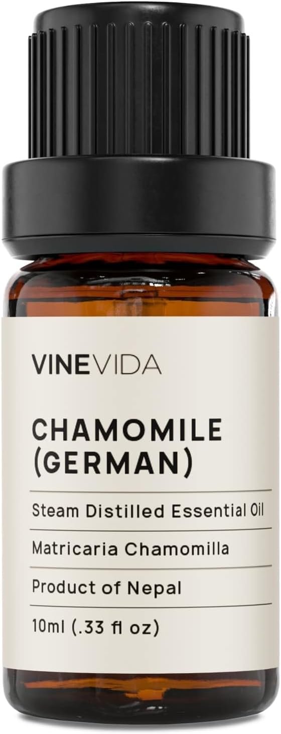 VINEVIDA Chamomile German Essential Oil 10 mL - Undiluted Chamomile Oil 10 mL - DIY Candle Scents for Candlemaking - 10 mL Essential Oil for Soap Making Safe for Skin (4OZV-OBP-CHA-GER-10ML)