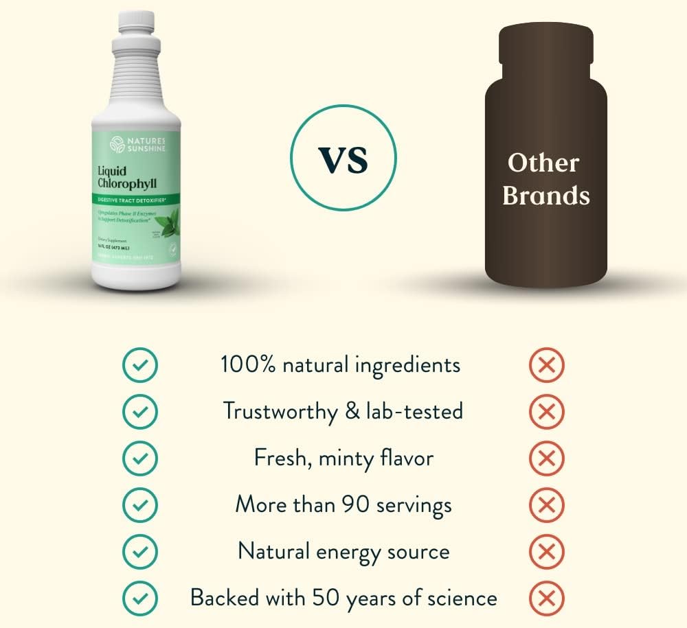 Nature's Sunshine Liquid Chlorophyll - Immunity Support, Detox & Cleanse, Chlorophyll Liquid Drops with Spearmint Oil, Natural Energy Boost, Internal Deodorant - 16 Fl Oz