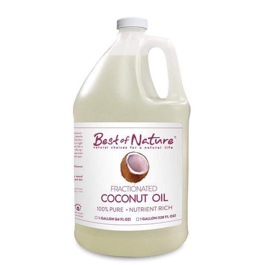 Best of Nature 100% Pure Fractionated Coconut Oil - Liquid MCT Massage & Body Oil, Unscented Moisturizer for Hair, Skin, Face, Aromatherapy Carrier for Essential Oils, Half Gallon (64 fl oz)
