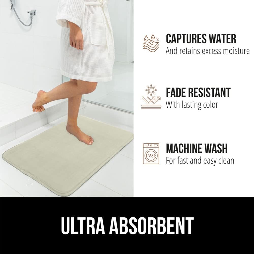 GORILLA GRIP Memory Foam Bath Mat, Soft Absorbent Velvet Bathroom Mats, Durable Dots on Underside, Machine Washable Bathmat, Carpet Rug Room Decor for Shower Tub Floor RV, 42x24 Rugs, Sage