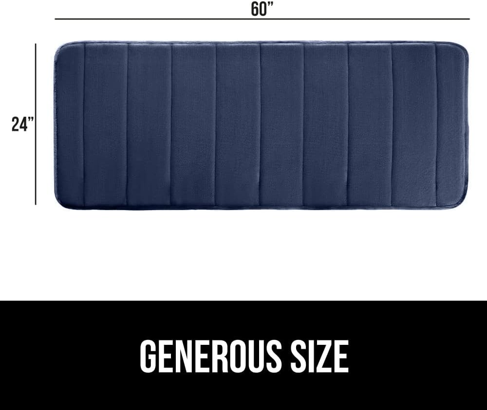 GORILLA GRIP Memory Foam Bath Mat, Soft Absorbent US Designed Bathroom Rug, Gripping Dots Machine Washable Bathmat, Cushioned Floor Mats, Shower Sink Rugs Room Décor Accessories, 60x24 Navy Blue