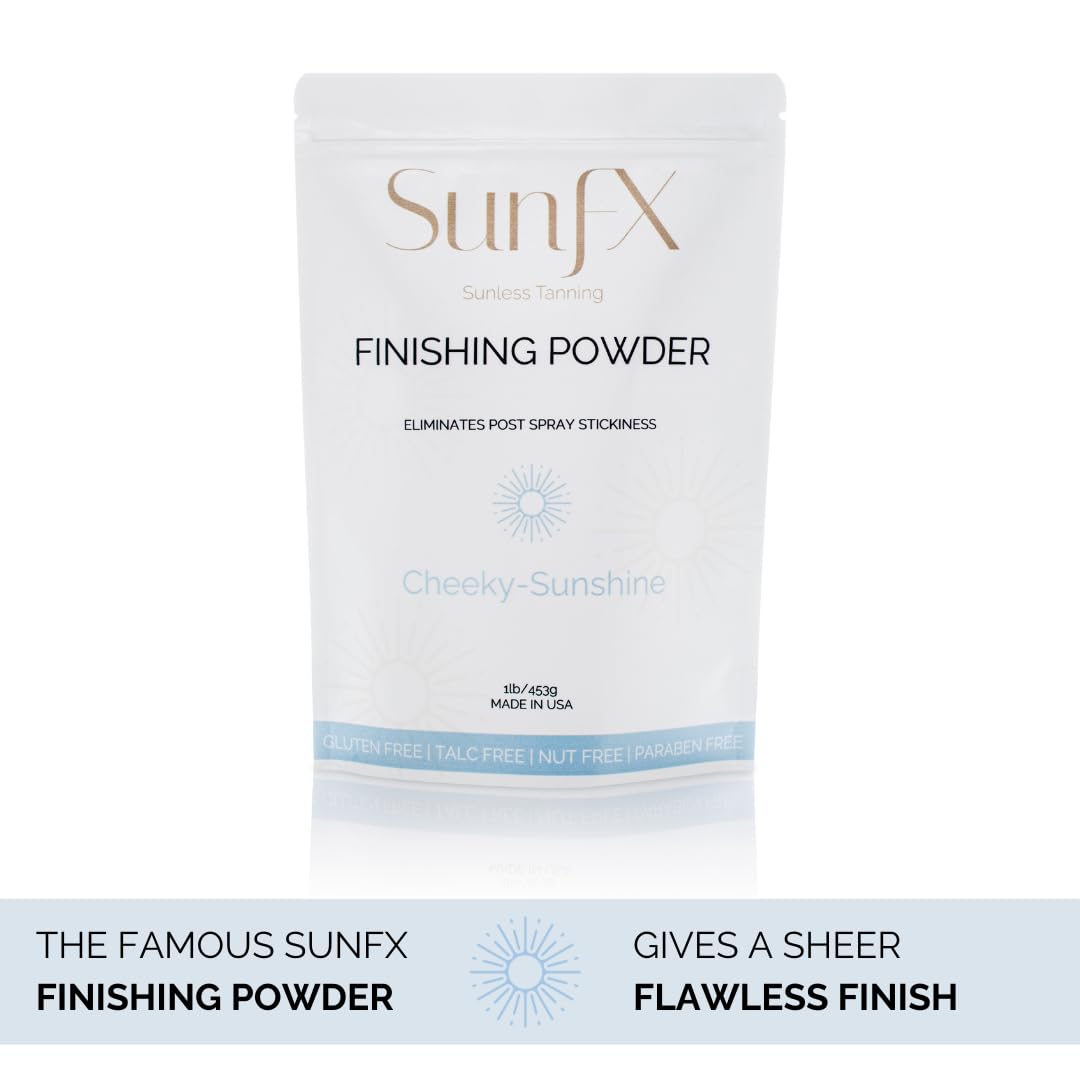 SunFX Post Spray Tan Translucent Finishing Powder | Talc Free | Sunless Tanning Setting Powder | Shimmer | Cheeky-Sunshine - 1lb