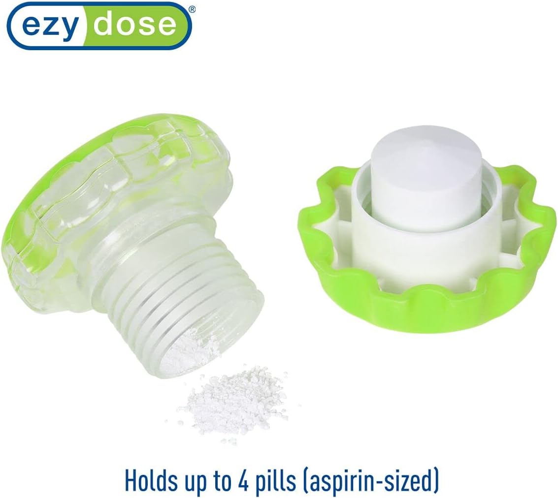 EZY DOSE Crush Pill, Vitamins, Tablets Crusher and Grinder with Storage Compartment, Pets, Elderly, Effortlessly Crushes Medications into Fine Powder, Durable, Easy-to-Use, Green, Large, BPA Free