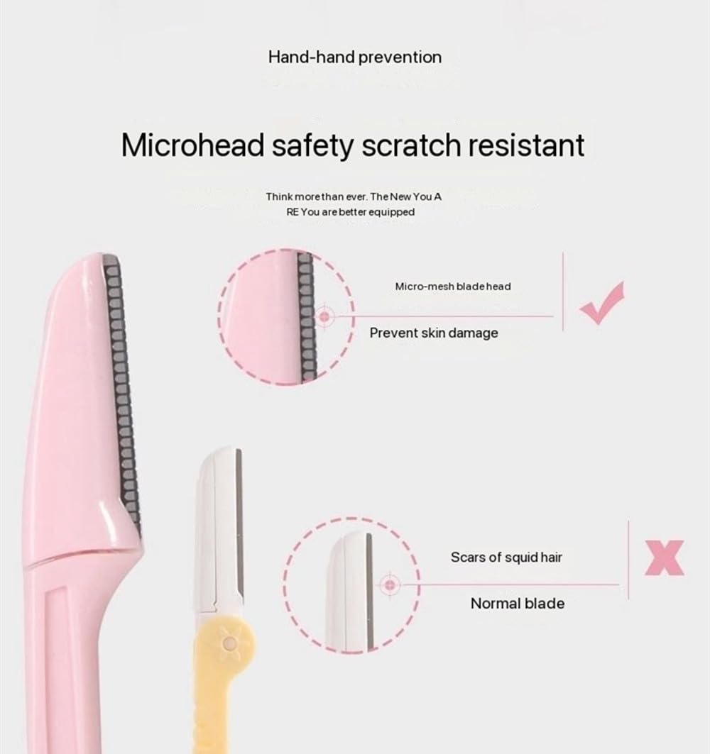 30 Pack Women's Eyebrow Razor Knife Facial Hair Shaver Folding Safety Cover Precision Trim for Fine Hair Random Color