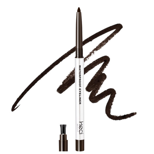 Mechanical Gel Eyeliner Pencil with a High-Pigment, Waterproof & Smudge-resistant, Glide Tip Eye Makeup with Up to 24HR Wear, Waterline Eye Liner with Built-in Sharpener (Dark brown)
