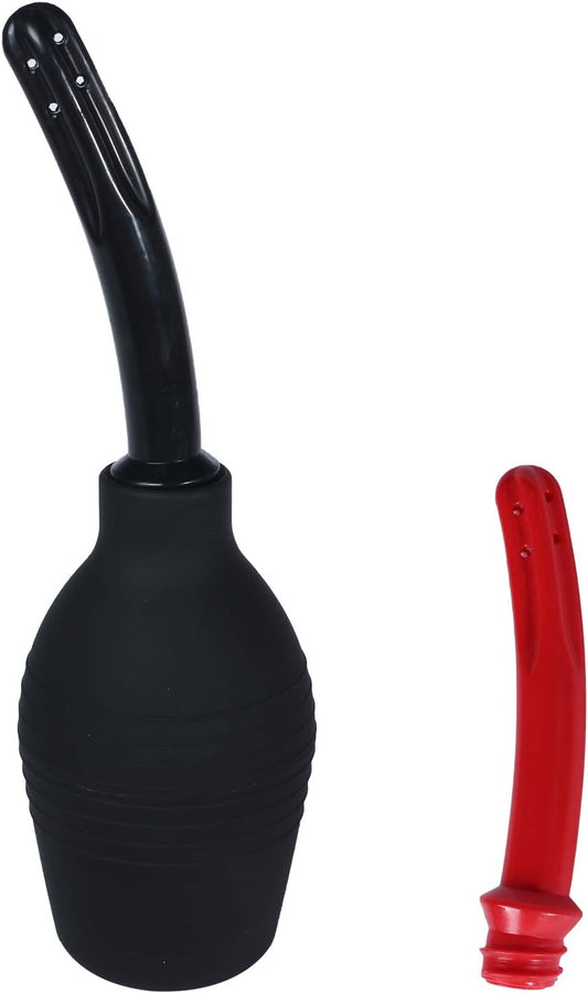 Abyclean Anal Douche Enema Bulb Vaginal Douche Enema Cleaner for Women’s or Man’s Health with 2 Nozzles (310ml Black)