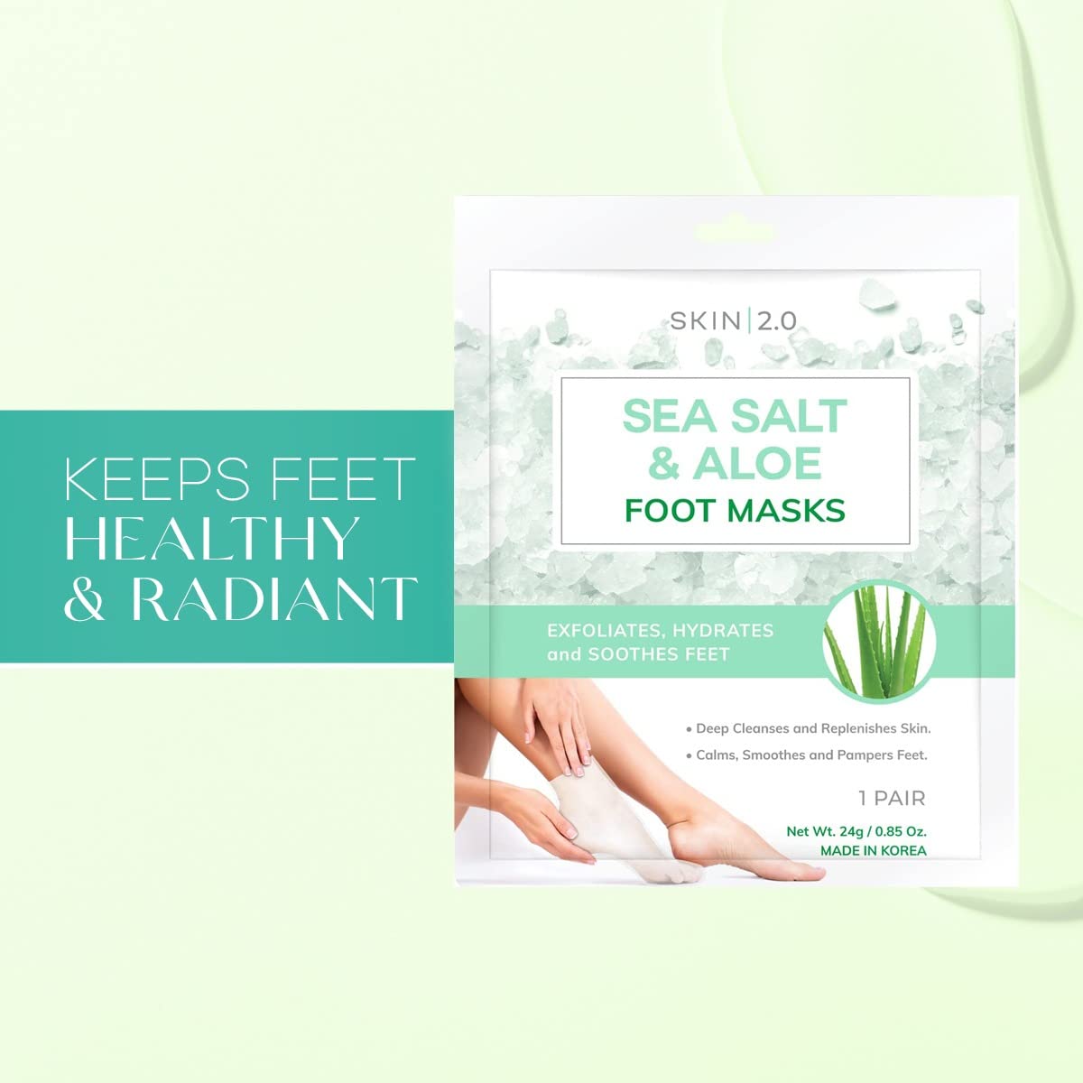 Sea Salt & Aloe Foot Masks - Cracked Heel Treatment, Soothing & Hydrating, Exfoliating Foot Mask - Dermatologist Tested Korean Skincare - Clean Beauty, Cruelty-Free, All Skin Types - 3 Pairs