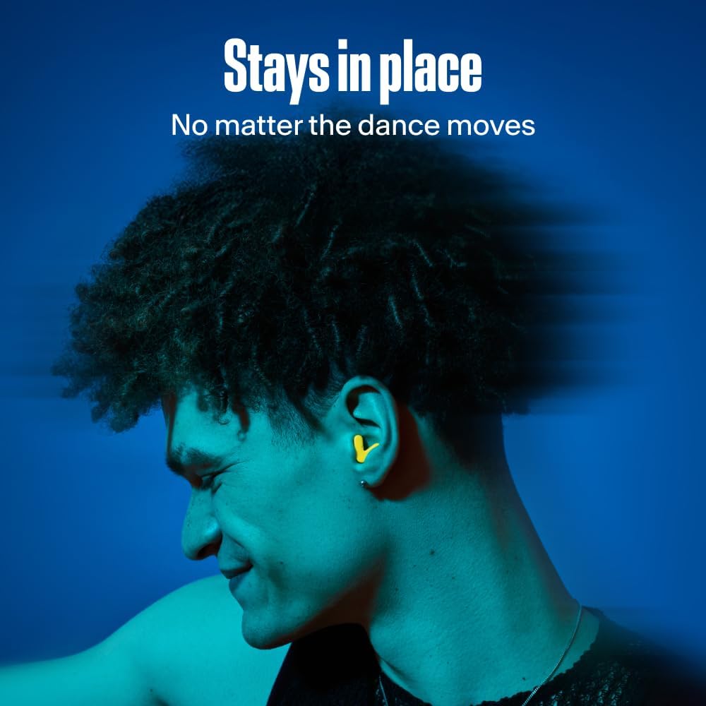 Alpine Tune Earplugs, Concert Ear Plugs for Noise Reduction, High Fidelity Music Quality, 19dB Hearing Protection with Crystal Clear Sound, Incl. 4 Sizes, For Parties, Raves, Festivals & Clubs, Yellow