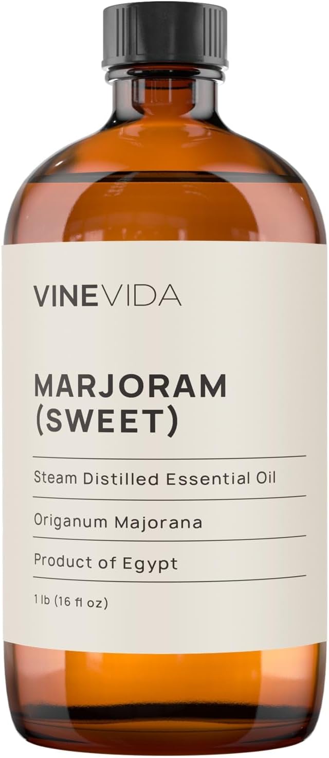 VINEVIDA Marjoram Essential Oil - 16 oz - Undiluted - DIY Candle Scents - Bulk for Soap Making & Skin Safe