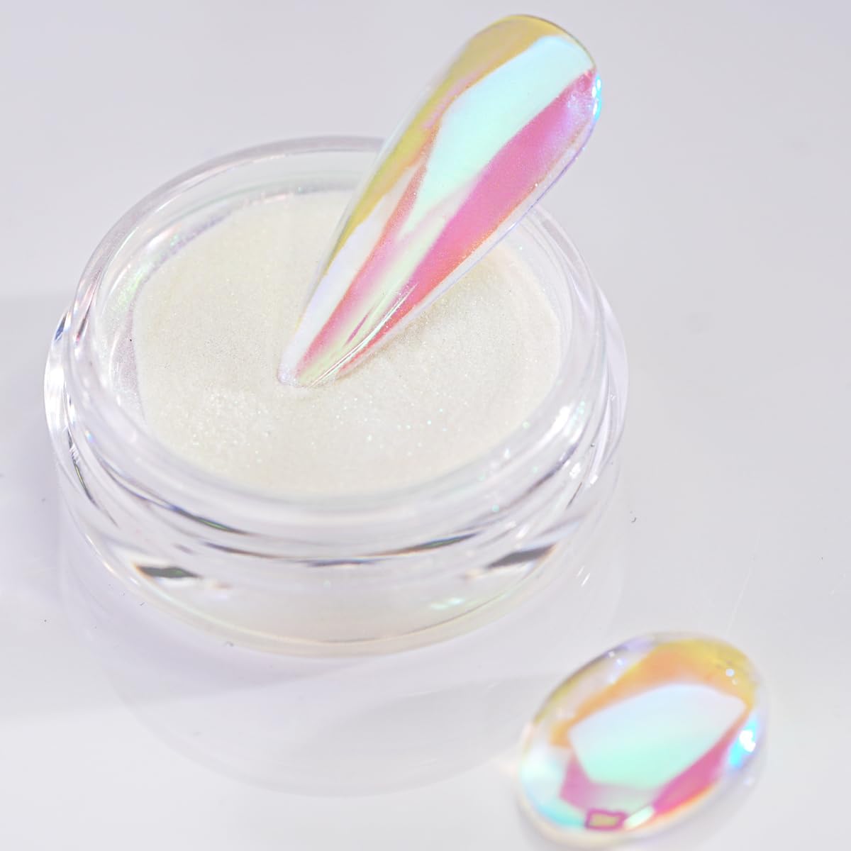 Pretty Diva Mermaid Chrome Nail Powder, Aurora Iridescent Chrome Powders for Nails Unicorn Nail Chrome Mica Powder, Nail Art Glitter Decoration for Home DIY Salon Manicure Pigment