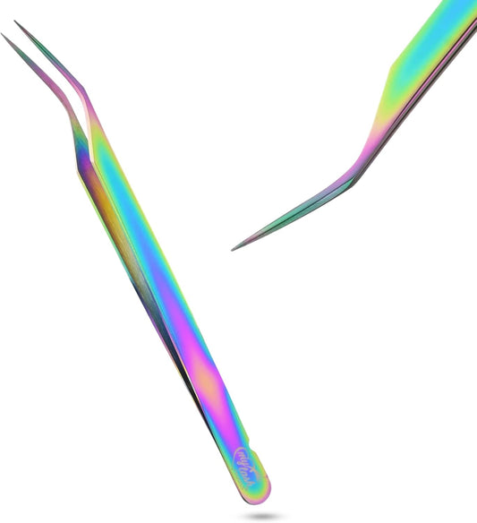 My Lash Tools New Isolation Lash Tweezers For Eyelash Extensions Best for Individual Isolation & Classic Lashes Japanese Stainless Steel Lightweight Precision Lashing Twisers (Rainbow)