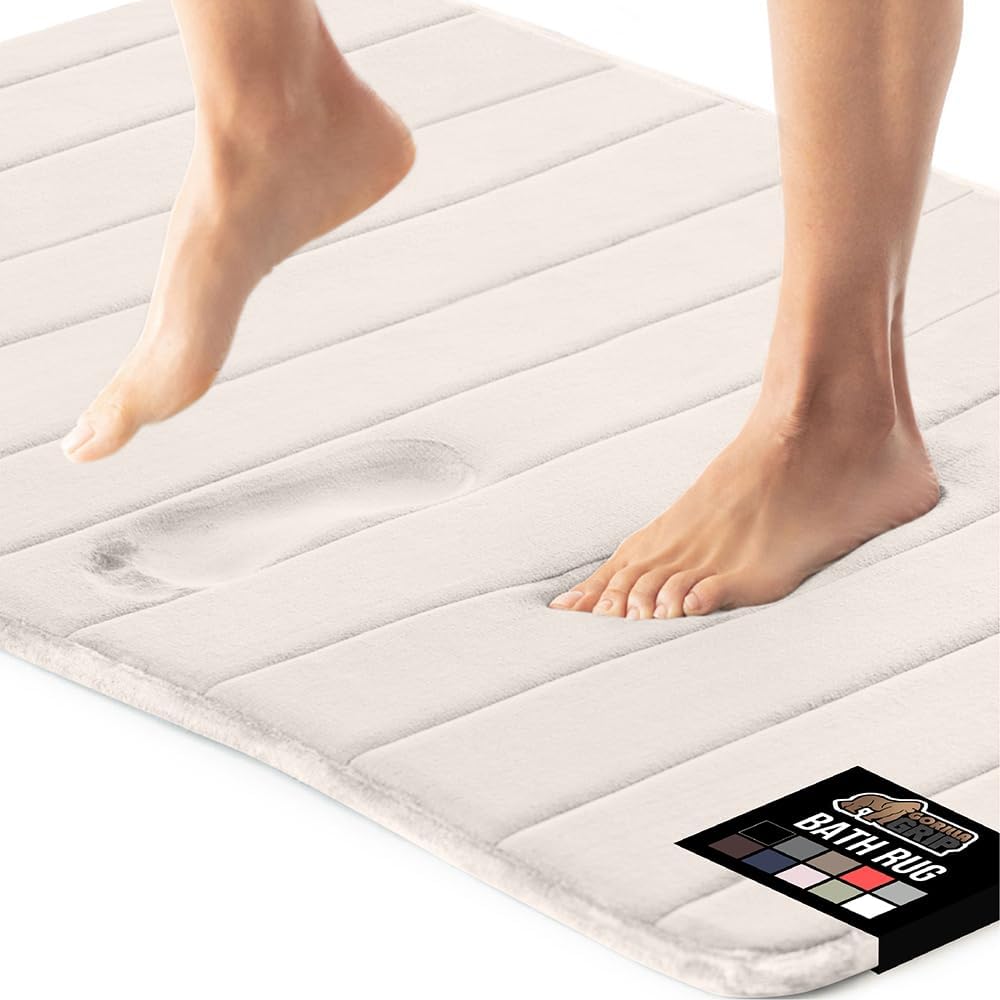GORILLA GRIP Memory Foam Bath Mat, Soft Absorbent US Designed Bathroom Rug, Gripping Dots Machine Washable Bathmat, Cushioned Floor Mats, Shower Sink Rugs Room Décor Accessories, 36x24 Cream