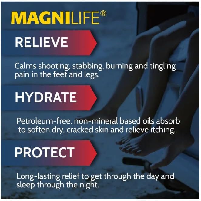 MagniLife Pain Relieving Foot Cream, All-Natural Moisturizing Foot Pain Relief with Beeswax and Eucalyptus to Soothe Soreness, Burning, Tingling, and Sensitivity (2 Pack-4oz Jars)