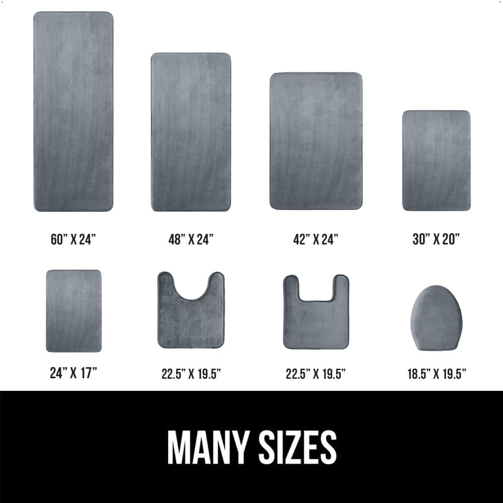 GORILLA GRIP Memory Foam Bath Rugs, Soft Absorbent Velvet Bathroom Mats, Durable Dots on Underside, Machine Washable Bathmat, Carpet Rug Room Decor for Shower Floor, 24x17 Mat, Graphite Gray