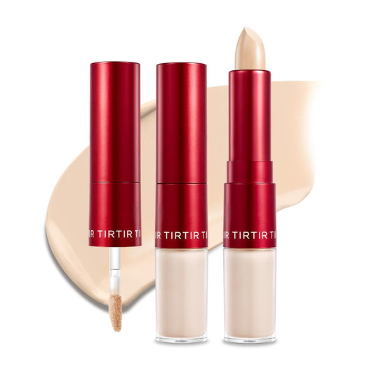 TIRTIR Glide&Hide Blurring Concealer - Creamy texture, Conceals dark circles and wrinkles, Dual formula (liquid tip & balm stick), Long-lasting wear, Korean Makeup, #1.5W, 0.28 Oz