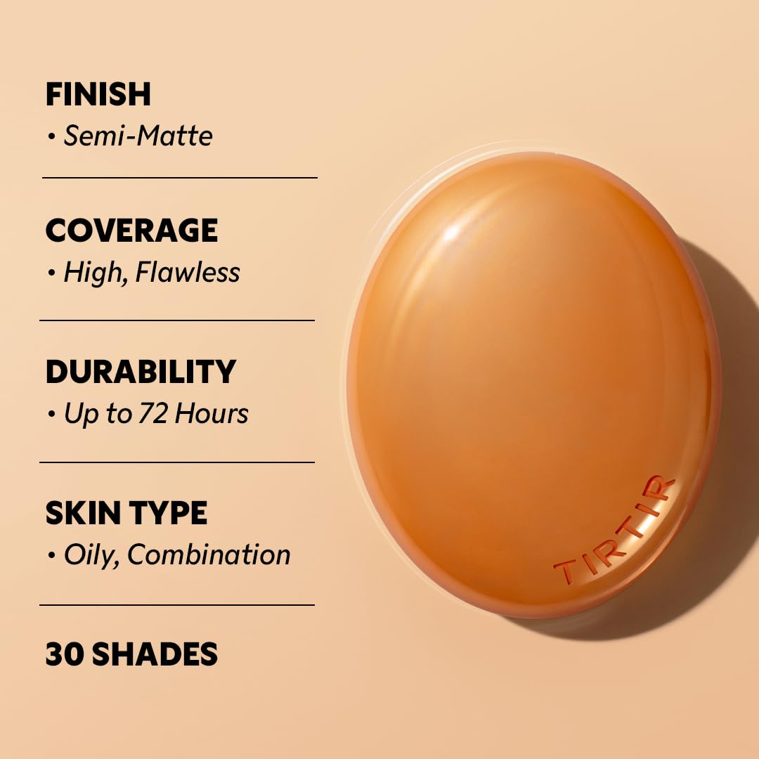 TIRTIR Mask Fit Ai Filter Cushion Foundation | AI-Like Semi-Matte Finish - Up to 72-Hour Medium to Full Coverage Korean BB Cushion Make up Beauty, #49N Deep Chestnut, 0.63 Fl Oz
