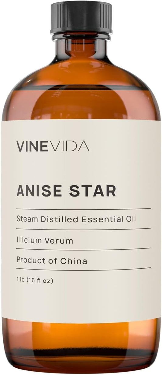VINEVIDA Anise Star Essential Oil 16 oz - Undiluted Oil for Candlemaking & Soap Making - DIY Candle Scents