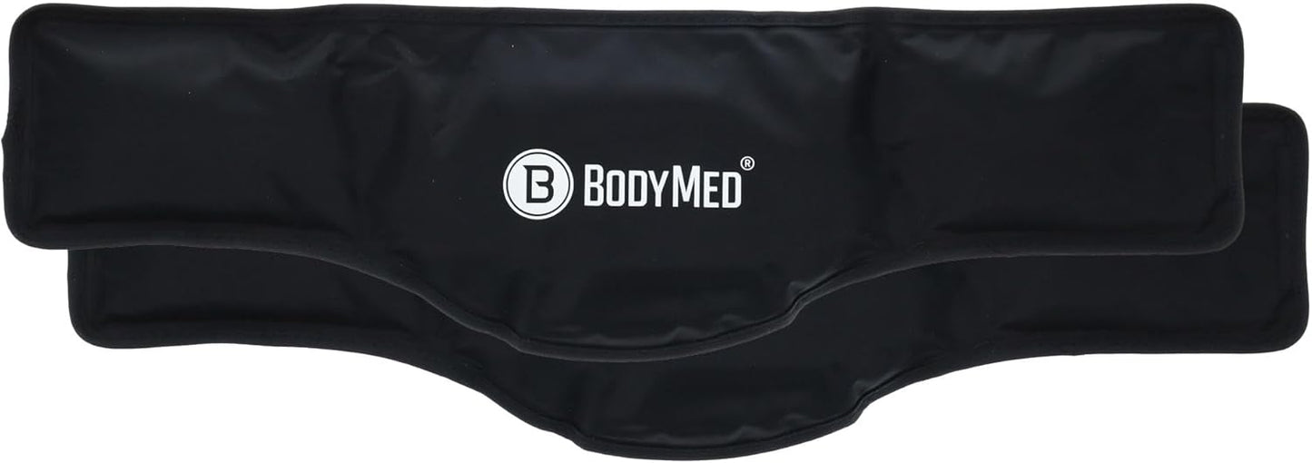 BodyMed Reusable Gel Ice Pack Cold Compress (2-Pack) for Neck - Professional Grade Cold Therapy for Injuries, Aches, Swelling, Bruises, Sprains - 21 in. x 6 in. (Neck Contour)