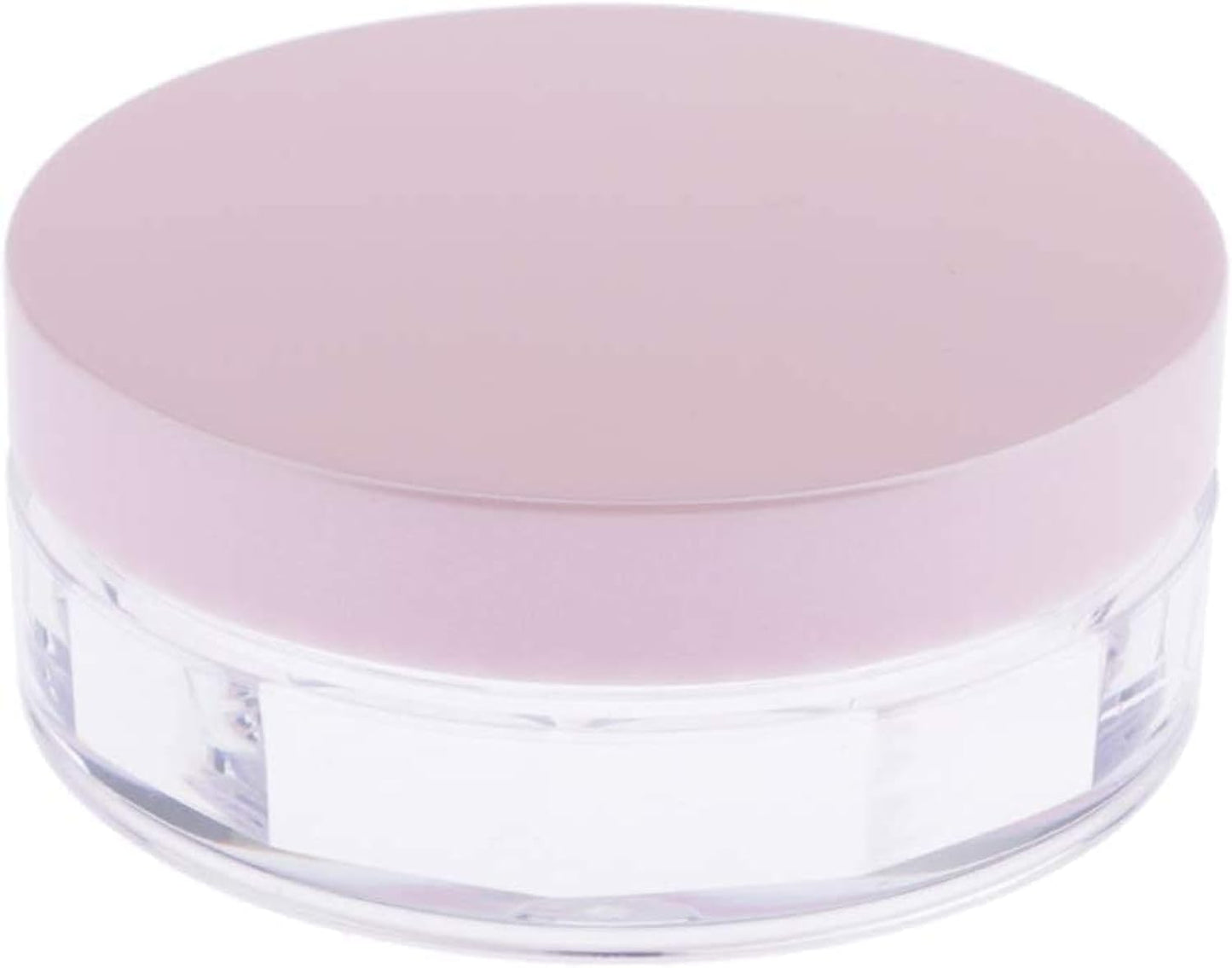 AKOAK Capacity 10 ml(0.33 oz) No Leaks Empty Reusable Plastic Loose Powder Compact Container DIY Makeup Powder Case with Sponge Powder Puff,Elasticated Net Sifter and Pink Threaded Screw Lid