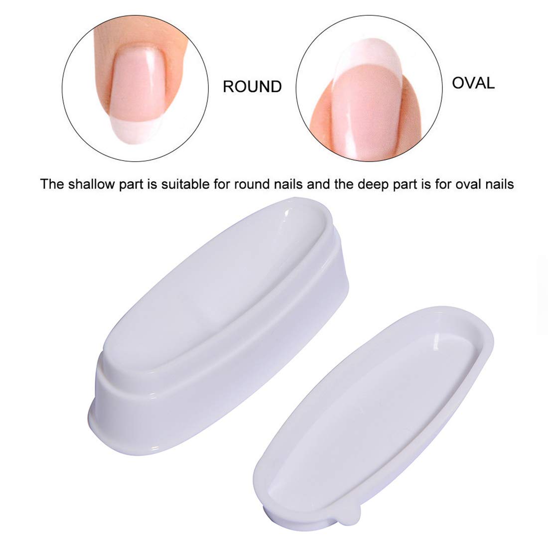 ABS Durable Easy French Dip Tray Dipping Powder Container Dual Use for Short Extended Nails Molding for White Pink Smile Line Pack of 1, HJ-NAT117