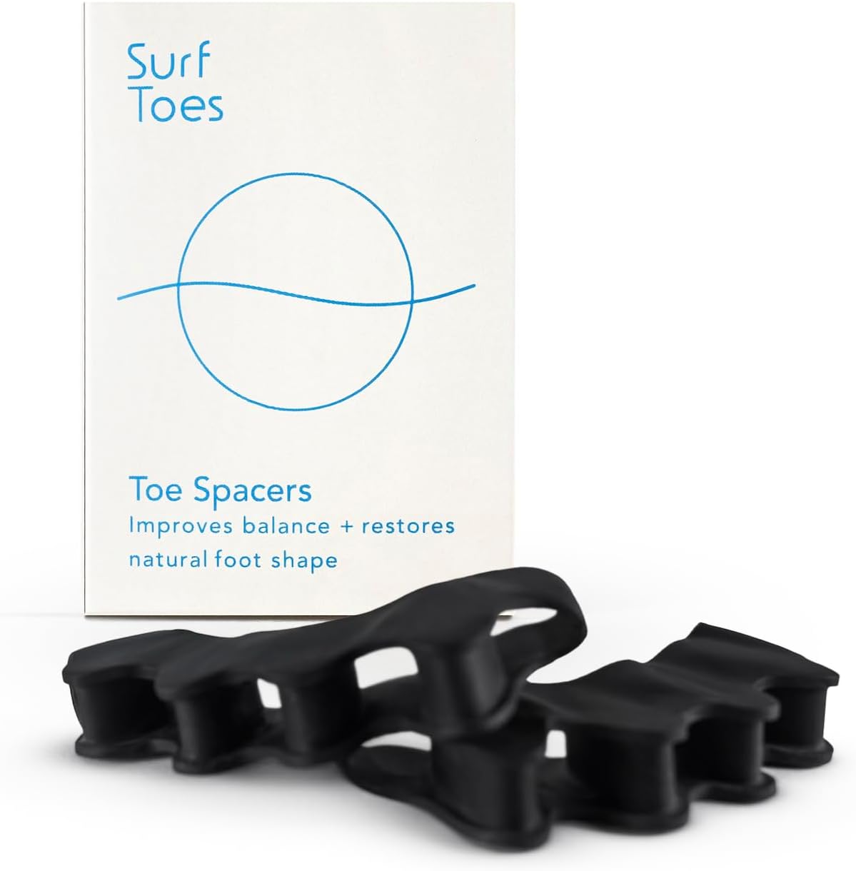 Toe Spacers - for Men and Women - Improve Balance and Align Toes to Their Natural Shape - Bunions, Hammer Toes, Enhanced Athletic Mobility - Toe Separators - Black