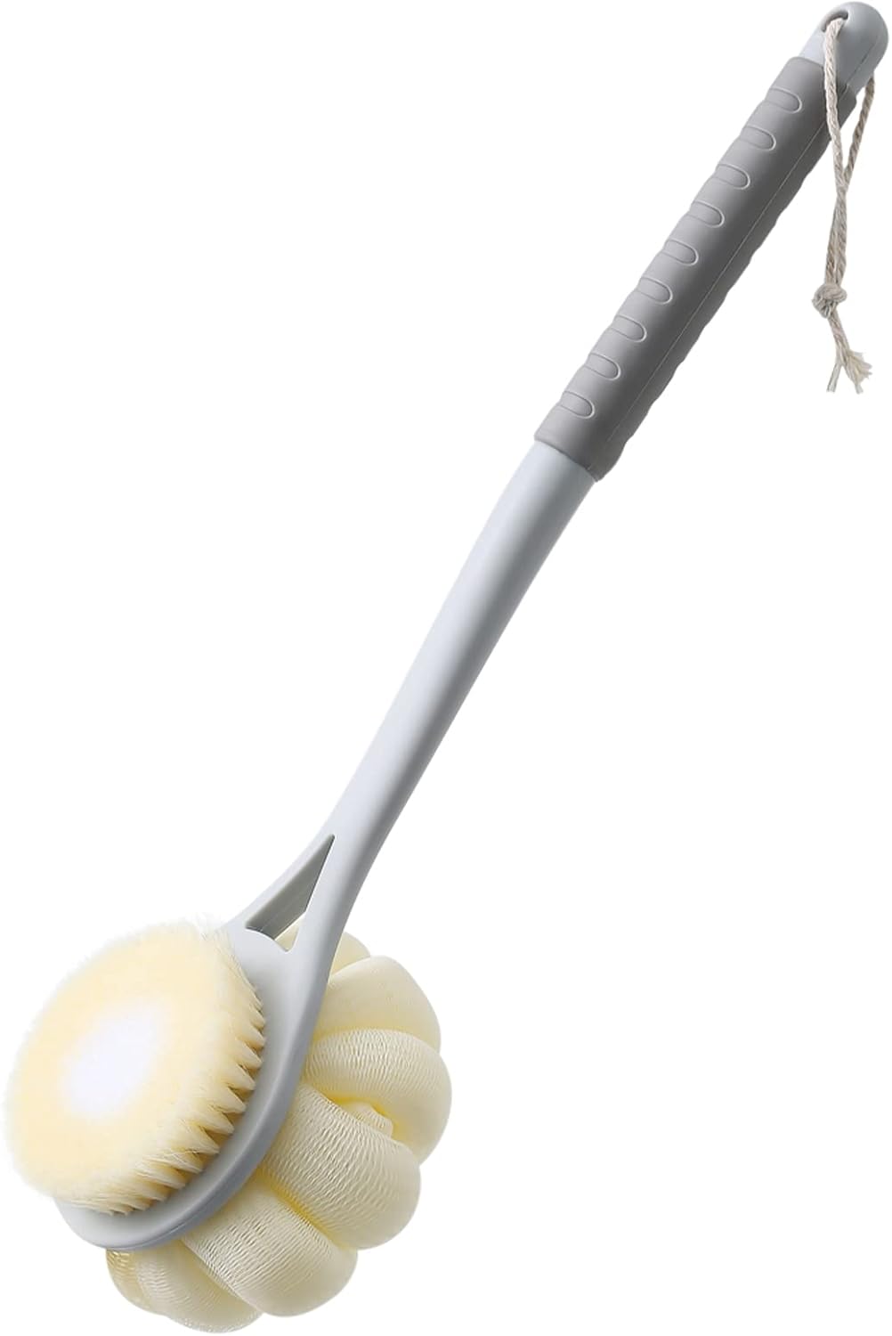 Shower Body Brush,Soft Bristles and Beautiful Pumpkin Loofah 14” Long Handle Back Scrubber Bath Mesh Sponge for Skin Exfoliating Bath,Massage Bristles Suitable for Wet or Dry,Men and Women (Grey)
