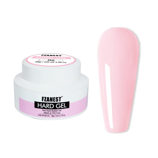 FZANEST Hema-free Builder Nail Gel Painless Hard Gel for Nail Sculpture Extension Strengthener Overlay Milky Pink #06