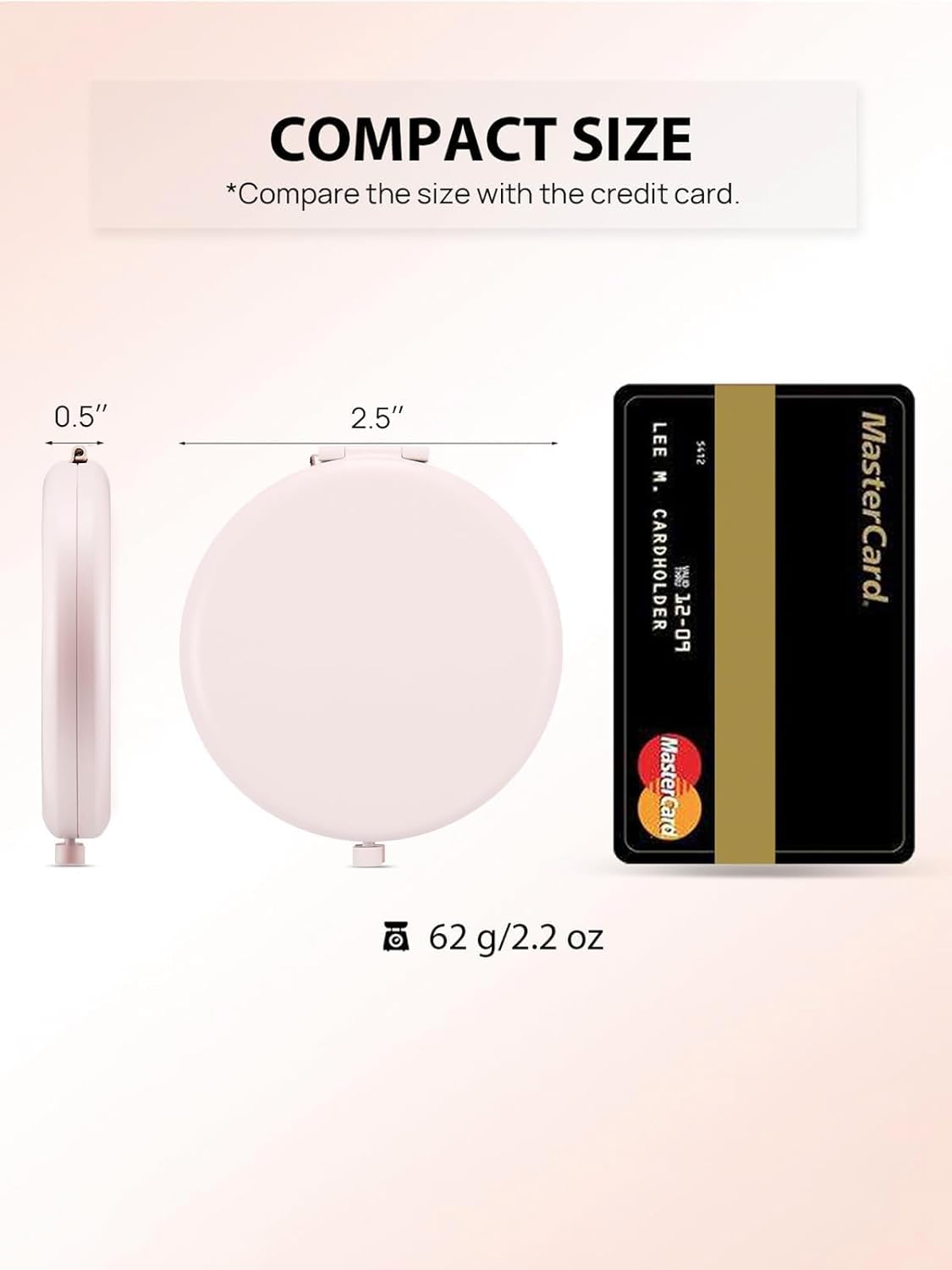 Compact Mirror Bulk, Set of 2 Double-Sided 1X/2X Magnifying Purse Pocket Makeup Mirrors(Round, Pink Marshmallow)