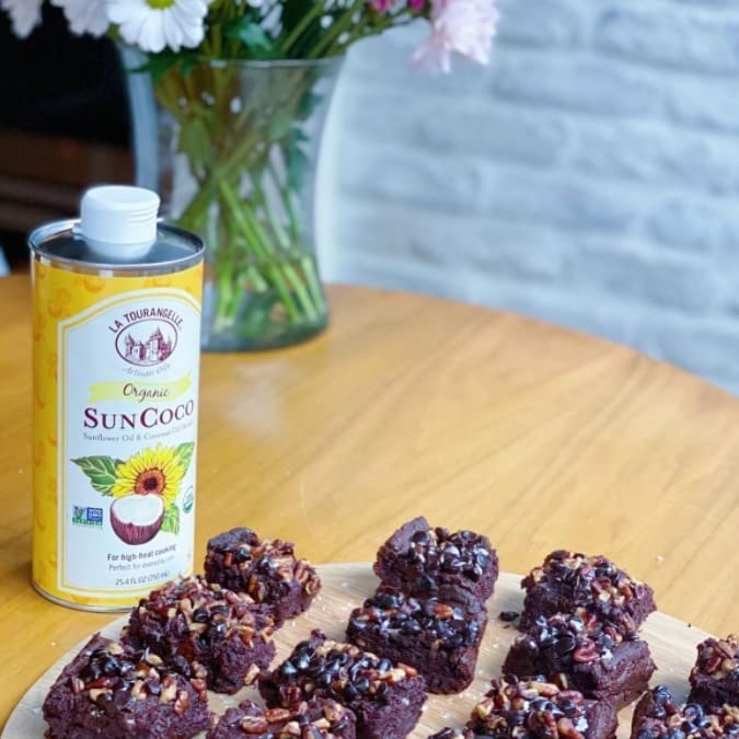 La Tourangelle, Organic Sun Coco Oil, Unique Blend of Organic High-Oleic Sunflower Oil and Organic Refined Coconut Oil, Heat Heat Cooking and DIY Beauty, 169 fl oz