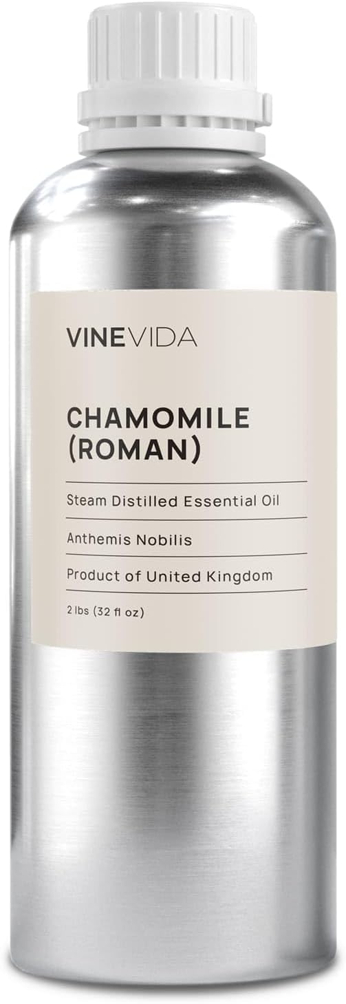 VINEVIDA Chamomile Roman Essential Oil 32 oz - Undiluted Chamomile Oil 32 oz - Chamomile Candle Oil Scent - DIY Candle Scents for Candlemaking - Bulk Essential Oil for Soap Making Safe for Skin