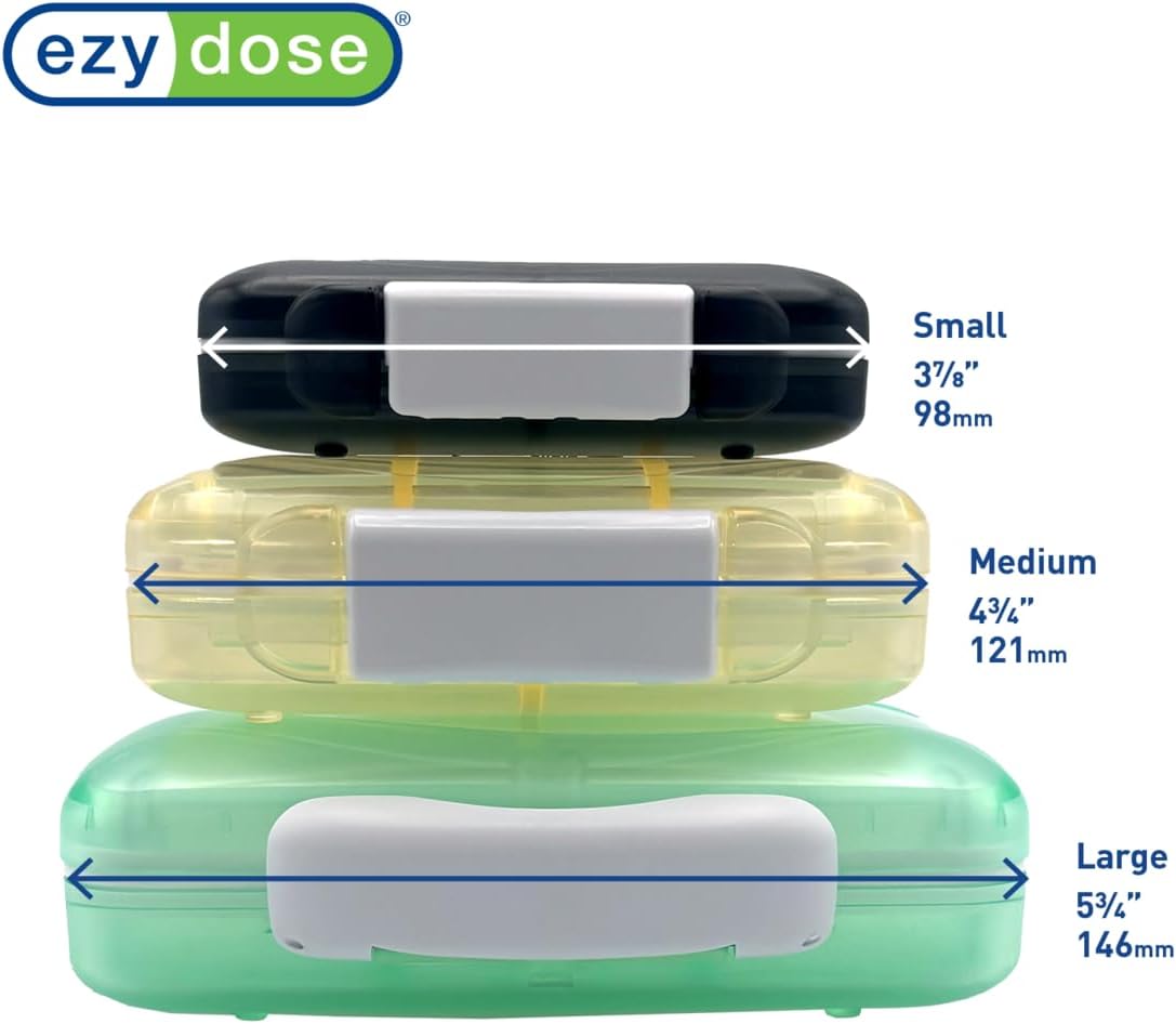 EZY DOSE Moisture-Proof Pill Case, Medicine Planner, Vitamin Organizer Box, Travel-Friendly, Latch-Closure to Secure Contents, 8 Individual Compartments of Multiple Sizes with Tight Seal, Large, Cream