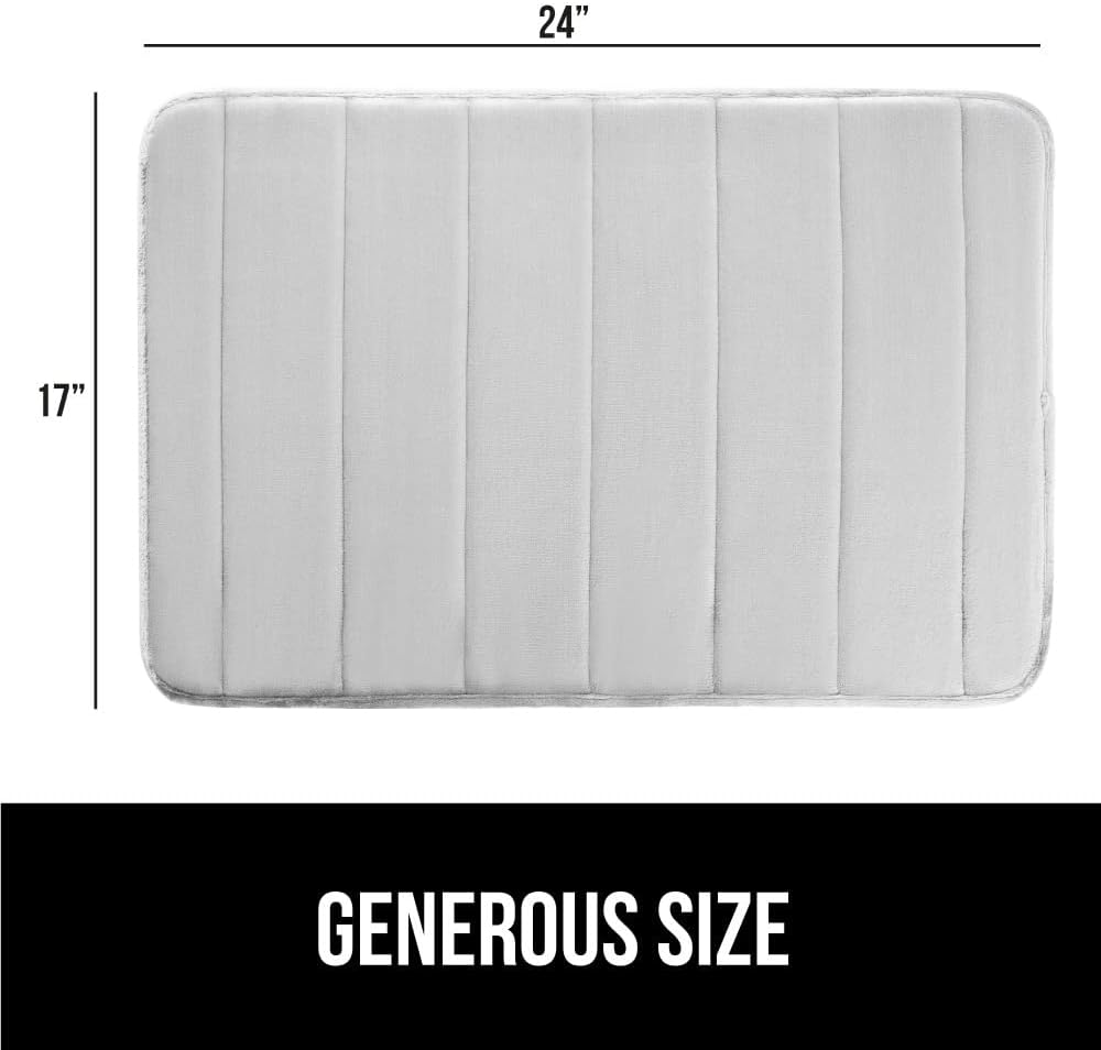 GORILLA GRIP Memory Foam Bath Mat, Soft Absorbent US Designed Bathroom Rug, Gripping Dots Machine Washable Bathmat, Cushioned Floor Mats, Shower Sink Rugs Room Décor Accessories, 24x17 Light Gray