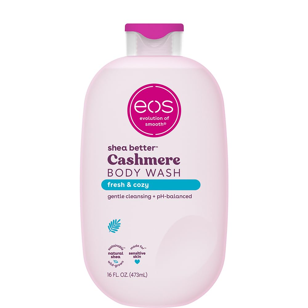 eos Shea Better Cashmere Body Wash, Fresh & Cozy, Moisturizing, pH Balanced Body Wash, Creamy Gel Formula, Paraben & Phthalate Free, Sensitive Skin, 16 fl oz