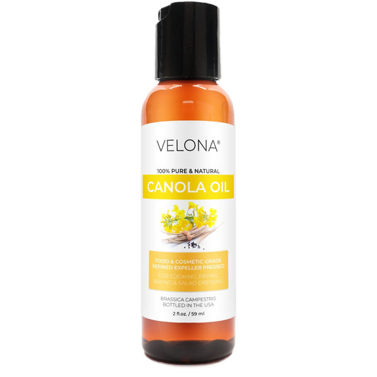 Canola Seed Oil by Velona - 2 fl oz | 100% Pure and Natural Carrier Oil | Refined, Expeller Pressed | Cooking, Dressing, Skin, Face, Body, Hair Care | Use Today - Enjoy Results
