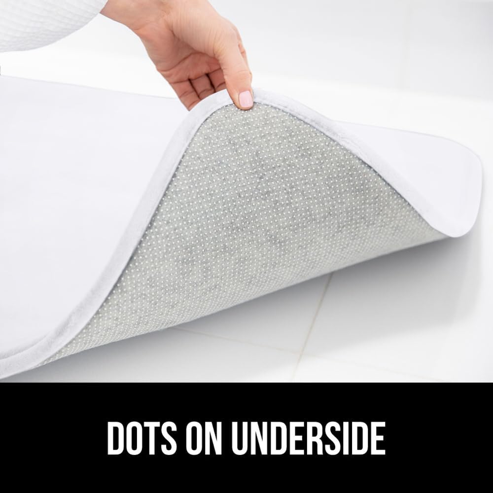 GORILLA GRIP Thick Memory Foam Toilet Rug for Bathroom, Square Shaped Washable, Soft Absorbent Velvet Topside Floor Mats, Machine Wash, Cushioned Luxury Rugs for Bath Room, 22.5x19.5, White