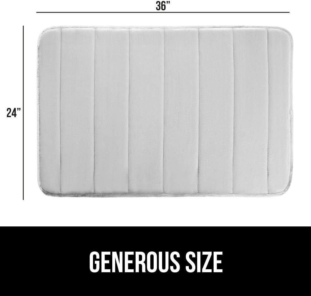 GORILLA GRIP Memory Foam Bath Mat, Soft Absorbent US Designed Bathroom Rug, Gripping Dots Machine Washable Bathmat, Cushioned Floor Mats, Shower Sink Rugs Room Décor Accessories, 36x24 Light Gray