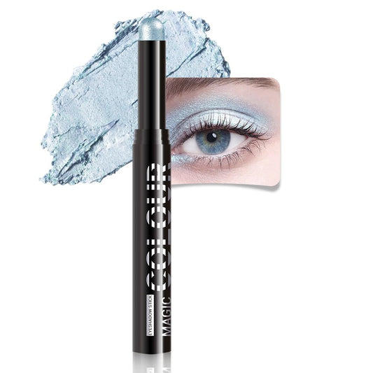 Silver Grey Shimmer Cream Eye Shadow Stick Makeup for Women, Silver Grey Shimmer Matte Eye Shadow Brightener Stick for Eyes, Waterproof Eyeshadow Pencil Applicator Blendable for Eye Highlight 15