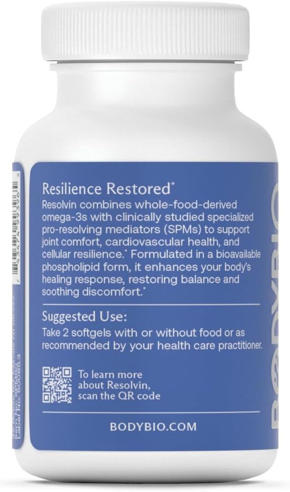BodyBio Resolvin - Specialized Pro-resolving Mediators SPMs with Herring Caviar Extract - Support Healthy Inflammation Response, Skin Repair, Joint Comfort & Brain Health