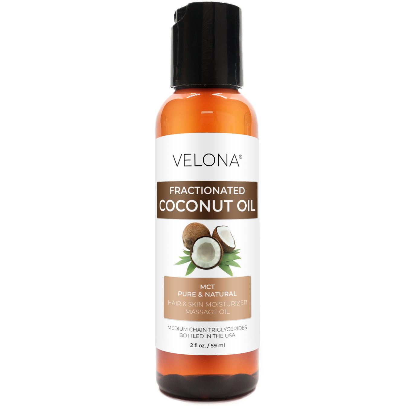 velona MCT Coconut Oil 2 Fl Oz | 100% Pure and Natural Carrier Oil | Fractionated | Skin, Face, Body, Hair Care | Use Today - Enjoy Results